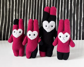 Bad Bunny Family Set #15 - Four Doll Collection, Weird Rabbit Doll Plush Figures made from fabric, Handmade Art Dolls, sad bunny
