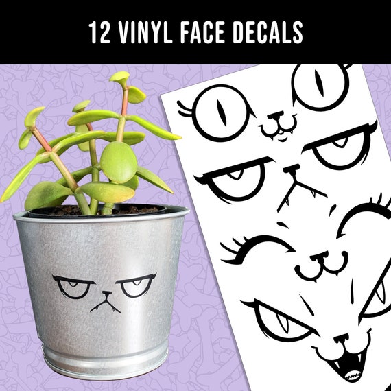 Face Vinyl Decals, Waterproof Matte Black Stickers (12 ct)