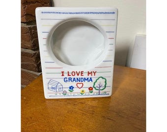 Vintage 1990s I Love My Grandma Ceramic Picture Frame Russ Berrie Grandma Gift