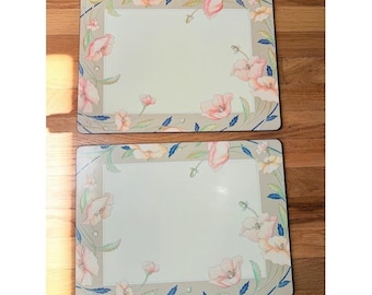 Vintage Place Mats Pimpernel De Luxe Nouveau Rose Flowers 16" x 12" Cottage core