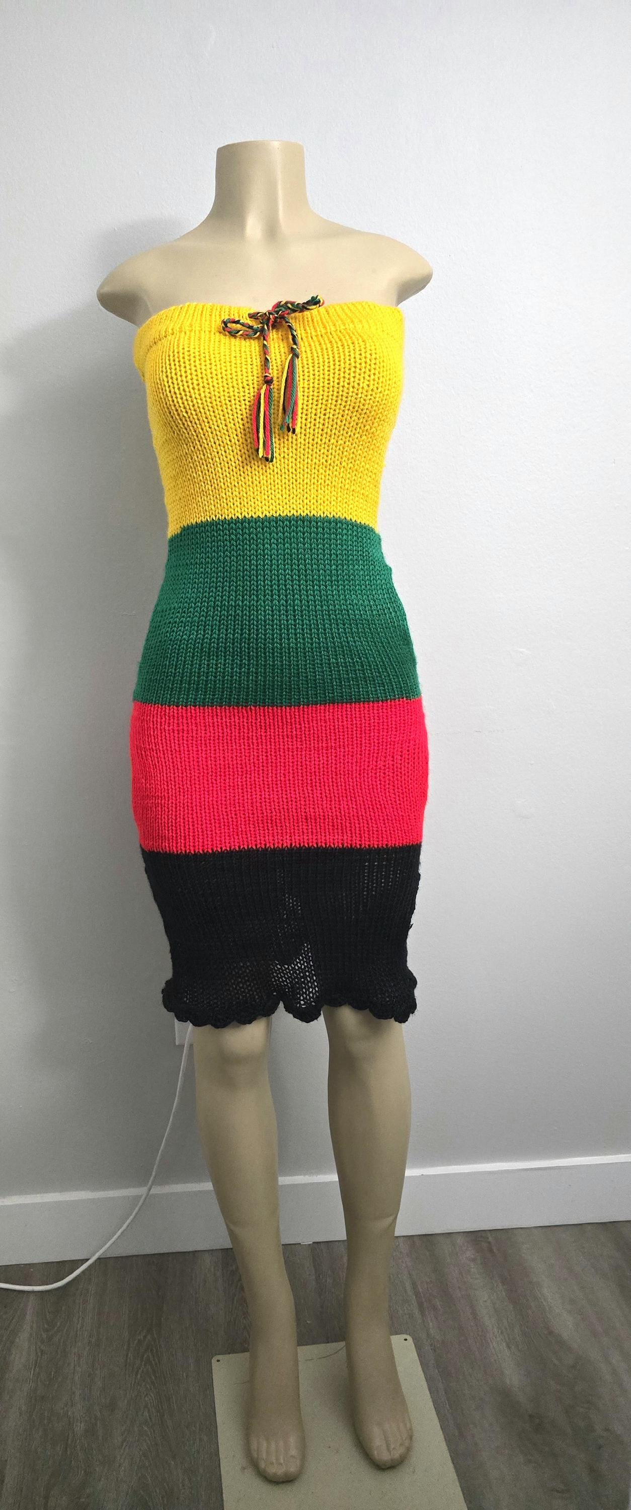 rasta knit dress Women reggae rasta dress