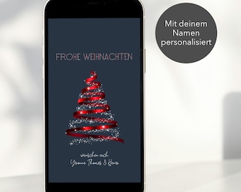 Tarjeta de Navidad personalizada con nombre | Tarjeta electrónica de Navidad | Tarjeta digital de Navidad | Felicitaciones navideñas para móvil | Mensaje de estado | WhatsApp