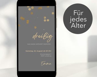 Birthday invitation for EVERY age I E-Card I personalized invitation I WhatsApp I digital invitation I save the date I 20 30 40 50 60