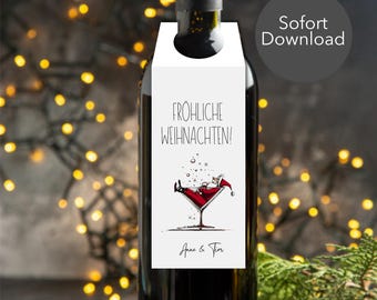 Kerstfleslabels | Kerstcadeau-idee | Feestgunst | Grappig kerstcadeau | DIY direct printbaar