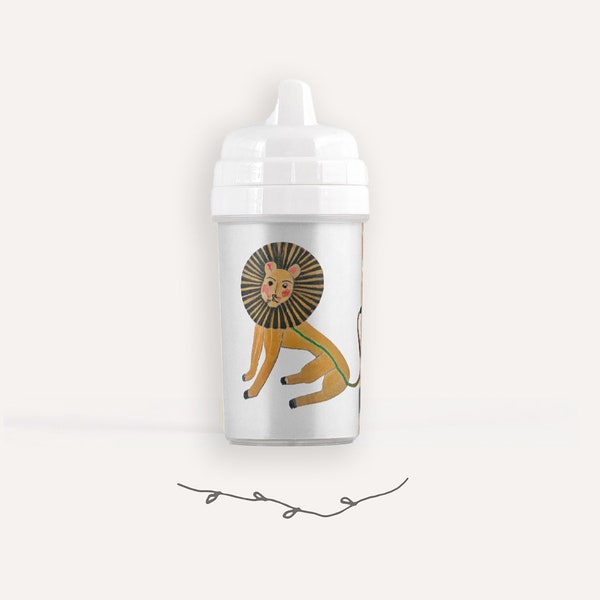 Lion Sippy Cup / Mid-Century / Toddler Drink Cup / Baby Shower Gift / 1st Birthday