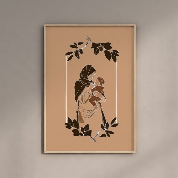 Mommy & Me -  No. 2 / Art Print /  Minimal / Abstract / Wall Decor / Nursery Art  / Neutral Wall Art / Baby Shower / Mother's Day Gift Ideas