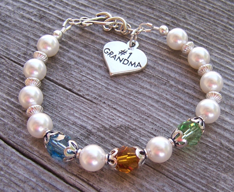 Grandma Birthstone Bracelet Sterling Silver and Austrian Crystal image 2