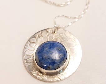 Lapis and Sterling Silver Pendant Necklace