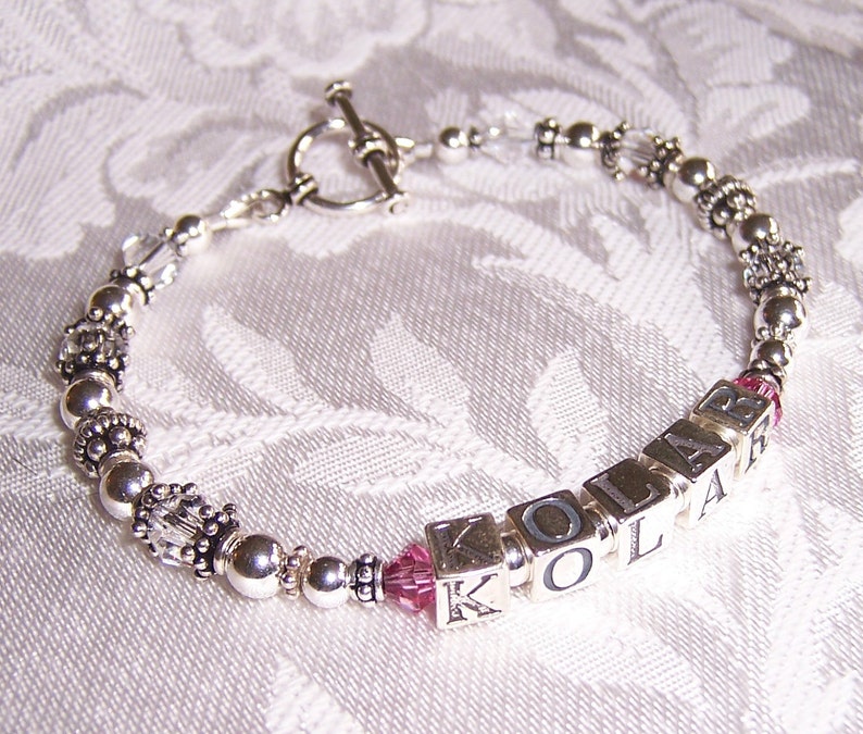 Bracciale personalizzato 1 strand Madri nome nonna con Swarovski Sterling immagine 1