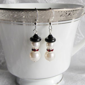 Christmas Holiday Snowman Earrings with Austrian Crystals Sterling Silver Snowmen image 2