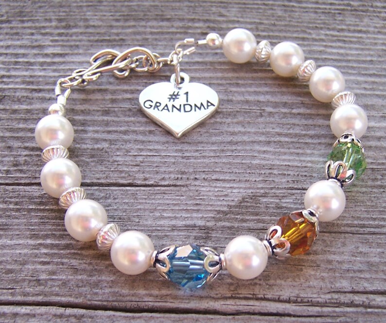 Grandma Birthstone Bracelet Sterling Silver and Austrian Crystal image 3