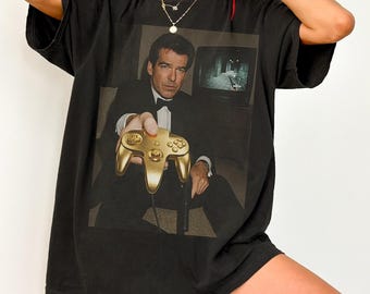 Camiseta GoldenEye de Pierce Brosnan para N64 - Camiseta estilo vintage de James Bond 007 - Camiseta retro de juegos de Nintendo 64