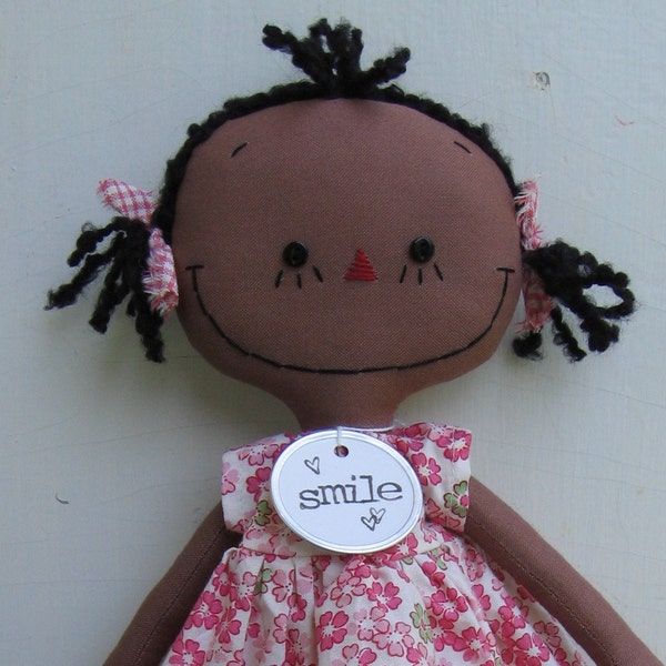 Sophia in Pink Flowers handmade cloth rag doll