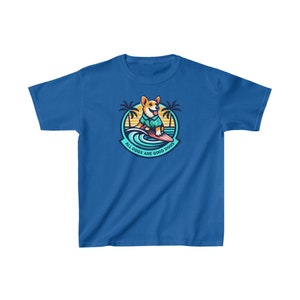 Kids Heavy Cotton™ Tee Corgi Surfing All Dogs Are Good Dogs
