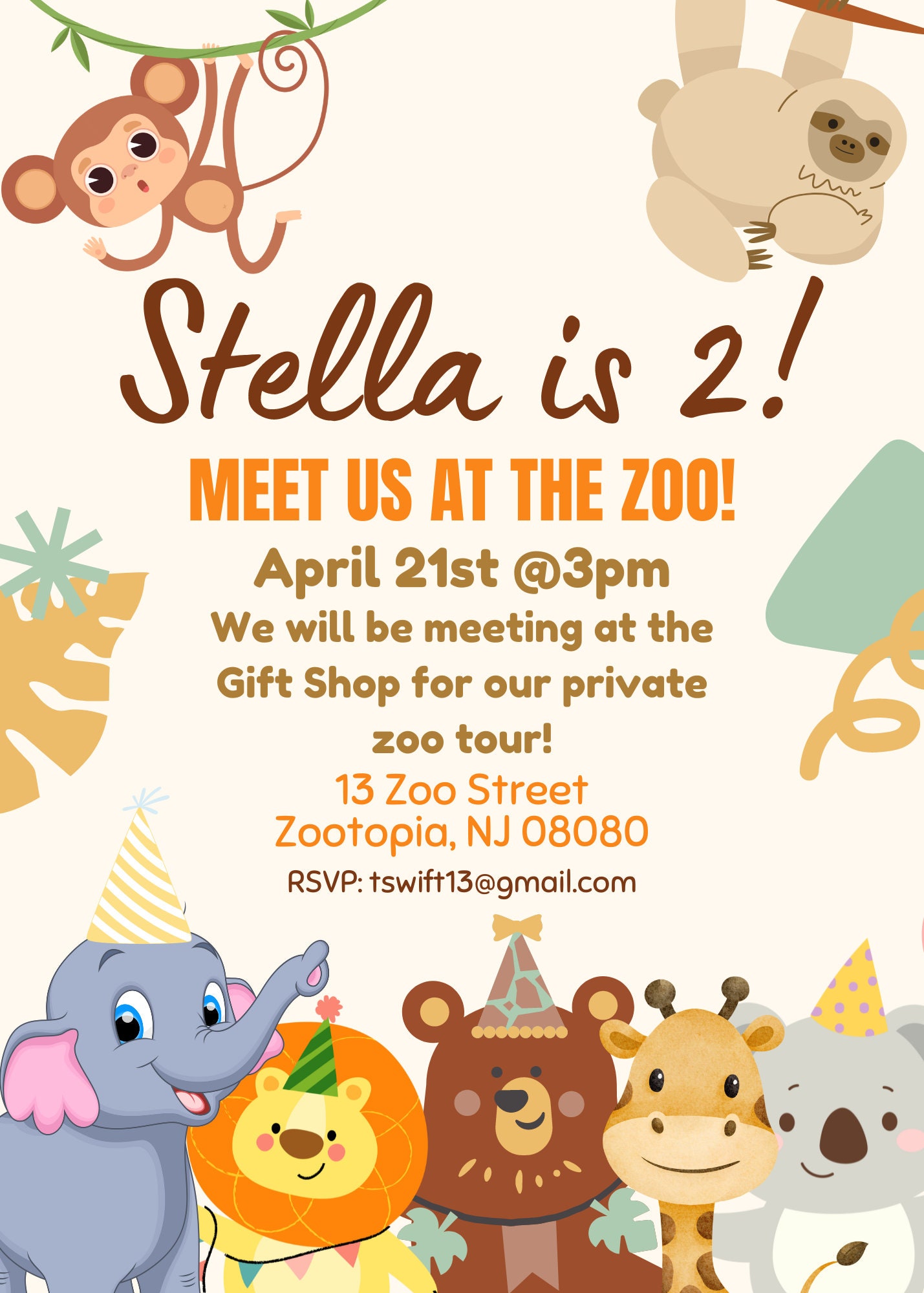 Zoo Themed Party Invitations, Birthday Party, Zoo Animal Invitations ...