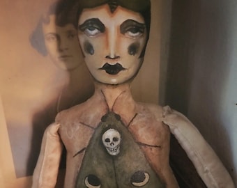 Mottephobia, phobia of moths. Handmade doll