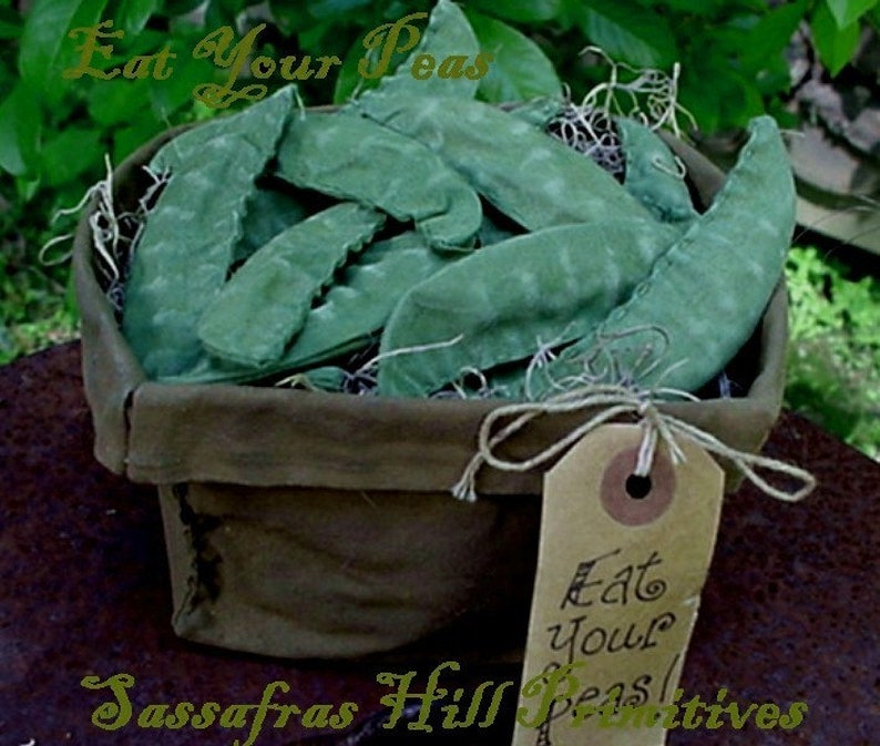 PDF E Pattern INSTANT DOWNLOAD Primitive Veggies Fresh Picked Peas image 1