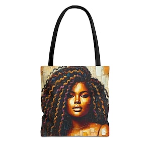 Draagtas - &quot;Ava&quot; - mooie Afro-Amerikaanse vrouw, boodschappentas, herbruikbare boodschappentas, etnische draagtas, zwarte vrouw kunst, afrocentrische tas