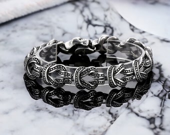 Bracelet vintage pour homme | Bracelets coulés noircis | Bracelets en chaîne à maillons en acier inoxydable | Bracelet chaîne lourde | Bracelet cadeau pour lui |