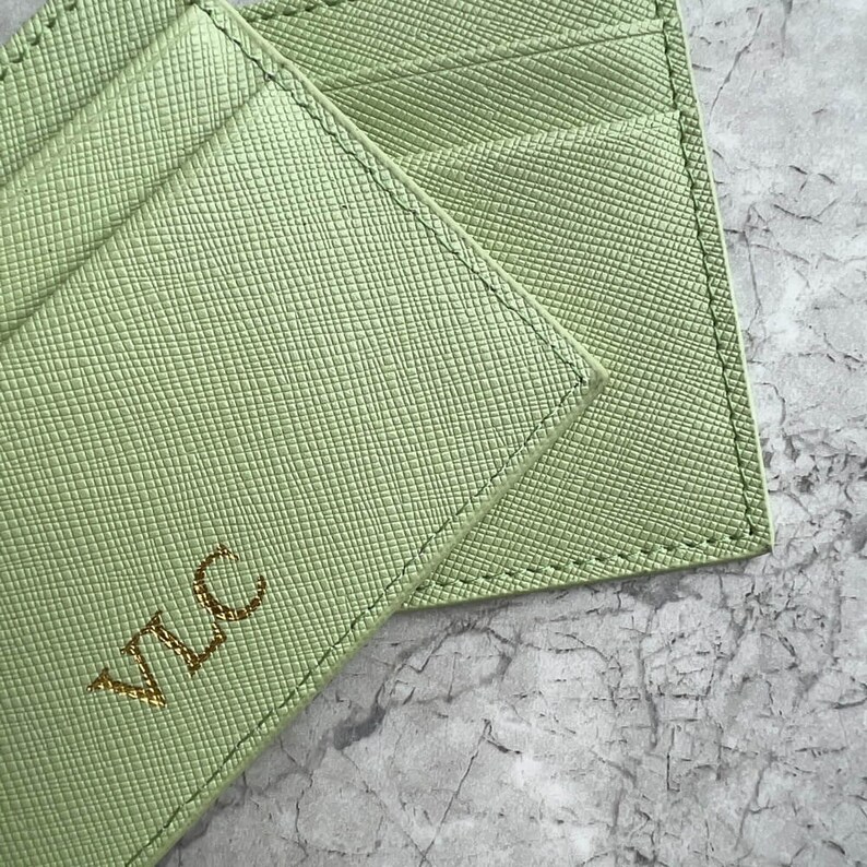 Porte-cartes en cuir à monogramme, porte-cartes en cuir personnalisé image 5