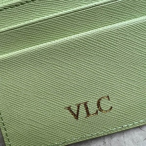 Porte-cartes en cuir à monogramme, porte-cartes en cuir personnalisé image 1