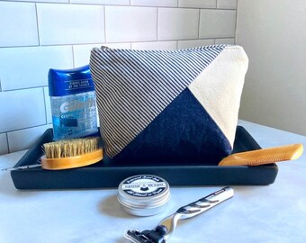 Denim Bag, Blue Canvas Bag, Travel Bag, Men's Toiletry Bag, Unisex Bag, Boyfriend Gift, Denim Purse, Best Friend Gift