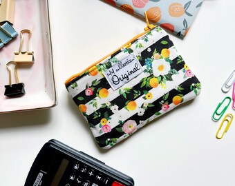 Coin Purse Zipper, Small Change Purse, Orange Coin Purse, Cute Wallets for Women, Fabric Zipper Pouch