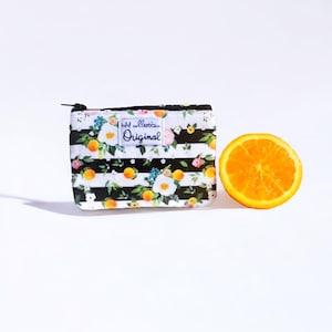 Change Purse with Zipper – Fruit Print Fabric Coin Purse, Coin Pouch, Money Pouch, Small Wallet for Women, Floral Zipper Pouch