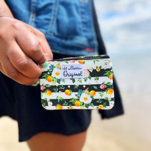 Fruit Print Coin Purse: Floral Zipper Pouch, Small Fabric Wallet