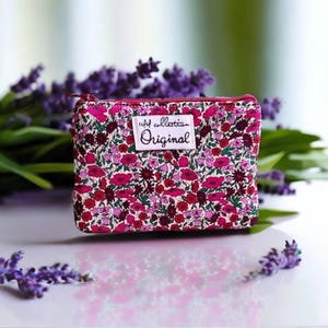 Petit portefeuille rose, porte-monnaie à fleurs, porte-monnaie à fermeture éclair, mini portefeuille pour femme, petite pochette à fermeture éclair