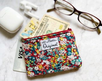 Floral Coin Purse, Change Purse, Small Women's Wallet, Fabric Zipper Pouch, Money Pouch