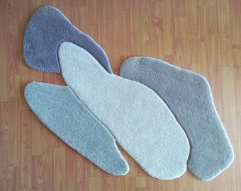 Abstract rug, Irregular shaped rug, Minimalist rug, Wool rug, Tufting rug, Hand tufted rug, Grey rug, Modern style rug, Handmade rug
