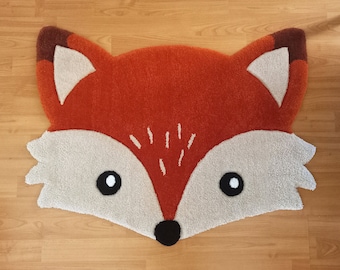 Fox rug, hand tufted rug,