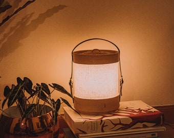 CANTO TOTEM N20 - Handmade Dim Sum Lamp, Wood Desk Table Lamp, Wabi Sabi Decor, Unique Bedside Night Light, Japanese Home , Bamboo Lantern