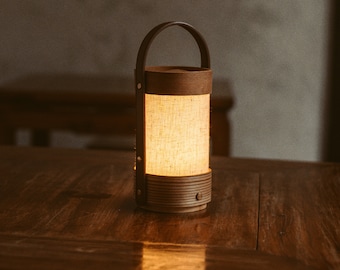 DIM SUM BO- Handmade Dim Sum Lamp Battery Operated, Wabi Sabi Decor, Unique Bedside Cordless Table Lamp, Bamboo with Rechargeable Battery