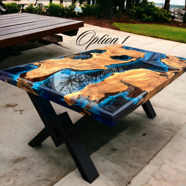 Custom Resin River Table | Epoxy Table Top | Handmade Epoxy  DinningTable | Live Edge Epoxy And Wood Table For Living Room