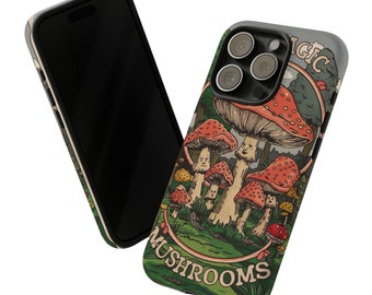 Magic Mushrooms Design Tough Phone Case for iPhone 15/14/13/12/11/X/XR/XS/8 | Google Pixel 7/6/6Pro/5 | Samsung Galaxy S23/S22/S21/20/10