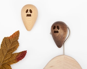 Personalized Wood Ghost Wall Storage Rack-2pcs,Halloween Ghost-shaped Coat Hook Rack With Name,Wall Storage Rack,Customized Storage Rack