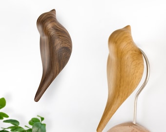 Personalized ABS Resin Imitation Wood Cute Bird Wall Storage RackBird Shaped Coat Hook Rack With Name,Wall StorageRack,CustomizedStorageRack