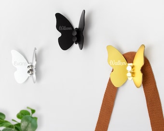 Personalized Butterfly Wall Hook, Custom Name Coat Hook, Decorative Metal Wall Hanger, Entryway Key Hook, Customized Storage Rack