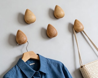 Personalized Wood Water Drop Wall Storage Rack-2pcs,Water Drop-shaped Coat Hook Rack With Name,Wall Storage Rack,Customized Storage Rack