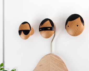 Personalized Funny Face Wall Hook Set,Decorative Wall Coat Hook,Entrance Wall Mount Wall Nail,Simple Hat Hook Modern Home Decoration Gift