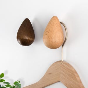 Support de rangement mural personnalisé en bois goutte d'eau, 2 pièces, patère en forme de goutte d'eau avec nom, support de rangement mural, support de rangement personnalisé