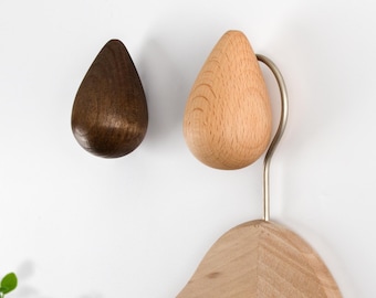 Personalized Wood Water Drop Wall Storage Rack-2pcs,Water Drop-shaped Coat Hook Rack With Name,Wall Storage Rack,Customized Storage Rack