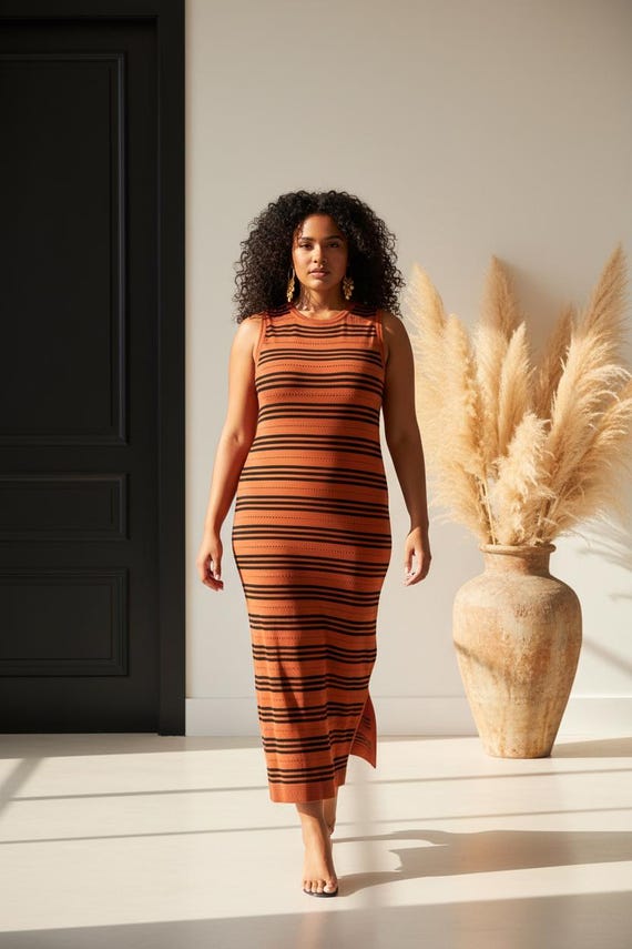 Maxi Strip Dress With Side Split - Etsy Australia Maxi Strip Dress With Side Split - Etsy Australia