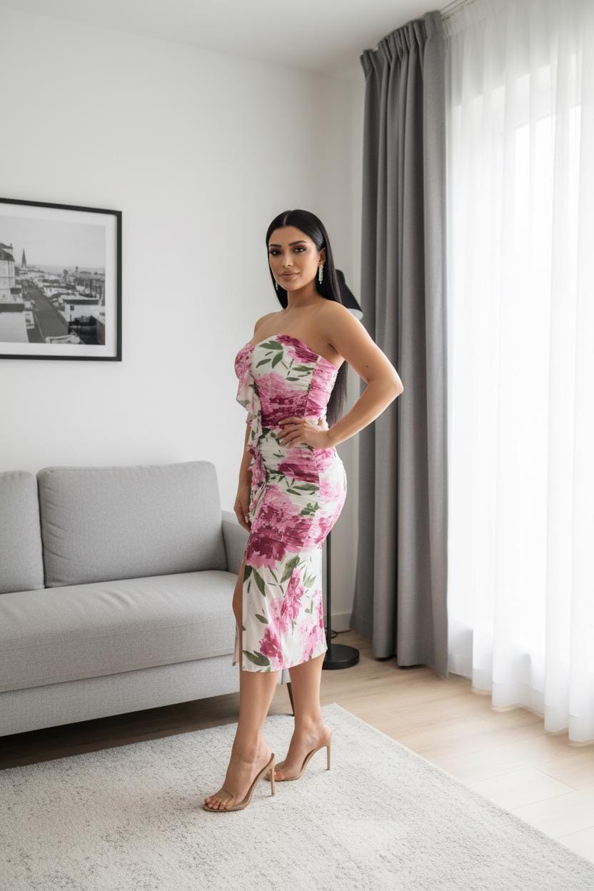 sweetheart neckline midi dress Hollis boutique clothing featuring fresh Cherish | Sweetheart Neckline Forest