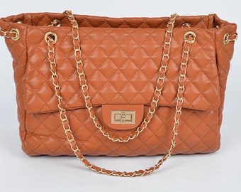 Quilted Faux Leather Large Bag