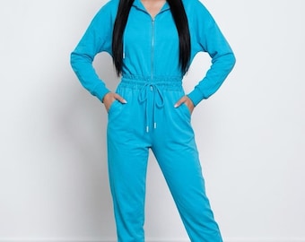 Drawstring Waist long sleeve Jumpsuit