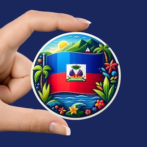 Etiqueta da bandeira de Haiti: Mim decalque haitiano de &lt;br&gt; Entrega Rápida? adesivo de vinil do orgulho de Haiti | Arte Haitiana | Presente de lembrança de viagem para o Haiti | Bandeira de Ayiti