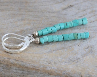 TURQUOISE STACK Hill Tribe Sterling Silver Dangle Drop // Artisan Handcrafted Natural Gemstone Jewelry // luluglitterbug